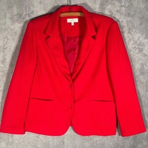 Talbots Petite Red Textured Blazer Women's Size 16P Jacket Button Front Pockets